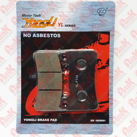 YL-F114 Тормозные колодки дисковые мото YONGLI Organic (FDB2181P)