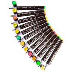 
          Набор скетчмаркеров DUO Alingar,12 цветов, лесные оттенки (зелен, желт, оранж, крас), пулевидный/клиновидный 1-6 мм, спиртовая основа, ПВХ упаковка