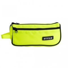 Пенал - косметичка Alingar, ткань, молния, боковой карман, петля, 195 х 80 х 45 мм, "STYLE", лимонный неон, европодвес