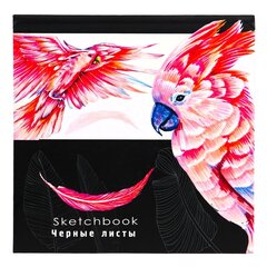 
          Скетчбук 160*160 мм., 64л., "Рисунок попугая", 120 г/м2, Проф-Пресс, 7БЦ, ламинация, жёсткая подложка, черный офсет