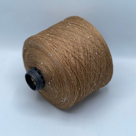 Бобинная пряжа, Linette Pailletes, 450м, 80% Лен, 20% Полиэстер(пайетка),Золотисто-бежевый+пайетка.37923