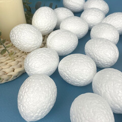 №2 Яйца пасхальные, Белые, из пенопласта, размер 5*4 см, набор 20 штук