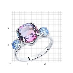 92011718 - Серебряное кольцо с ситаллом с эффектом ОМБРЕ