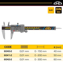 Штангенциркуль электронный ШЦЦ-1-200/50мм 0,01мм DIN862 Kinex 6041-2 (В)