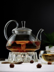 Стеклянный заварочный чайник с подогревом от свечи, 1200 мл