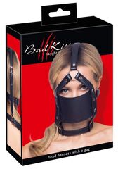 Черный намордник с кляпом-шаром Head Harness With A Gag - 