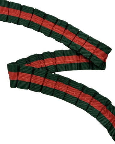 Репсовая лента в полоску с встречными складками, цвет: тёмно-зелёный/красный, ширина: 30 мм
