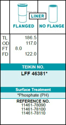 Гильза блока цилиндров TEIKIN LFF46381 (4шт/упак) хонингованная