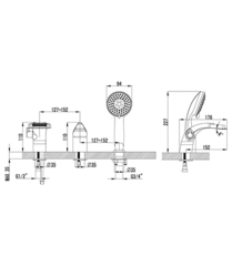 Смеситель для ванны на 3 отверстия LEMARK POSEIDON – LM4245C