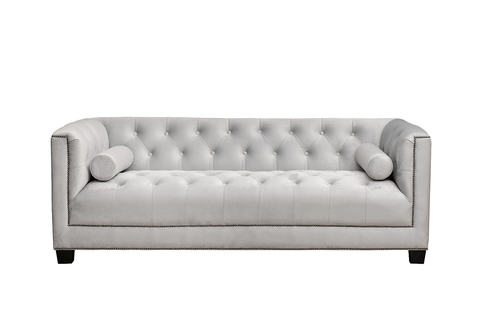 Диван трехместный Garda Decor Sanremo велюровый светло-серый