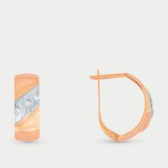 Серьги с фианитами женские из розового золота 585 пробы (арт. 73011)