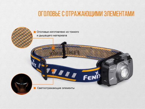 Фонарь светодиодный налобный Fenix HL30GY серый, 300 лм, 2-АА