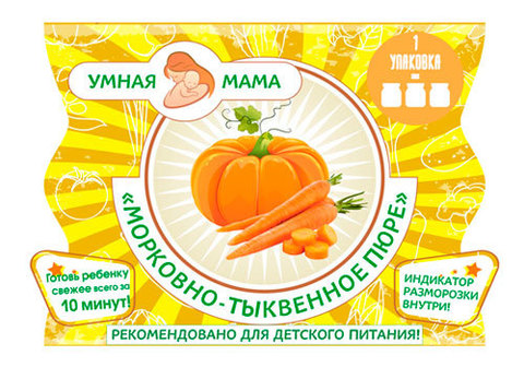 Морковно-тыквенное пюре "Умная мама" замороженное, 200г