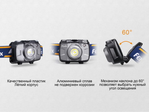 Фонарь светодиодный налобный Fenix HL30GY серый, 300 лм, 2-АА