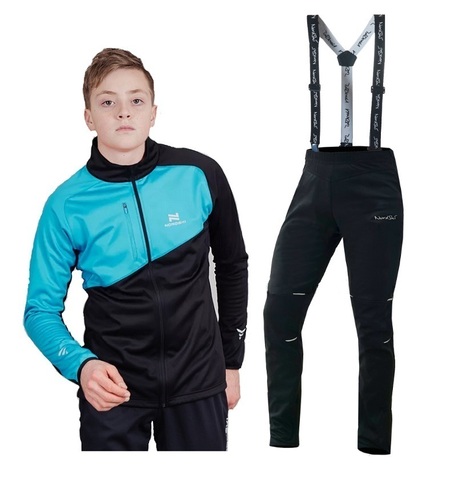 Утеплённый лыжный костюм Nordski Premium черный/синий для мальчиков