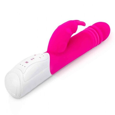 Розовый пульсирующий вибромассажер G-Spot Thrusting Rabbit - 24 см. - Rabbit Essentials RR-009-PNK