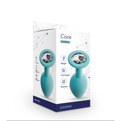 Анальная пробка с кристаллом Gamma, цвет Аквамарин + белый кристалл (CORE) (L)