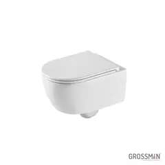Унитаз подвесной Grossman GR-4415SQ Tornado безободковый с тонким сиденьем 525x360x345