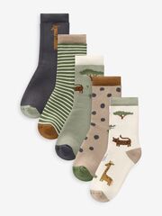 Носки хлопковые для мальчика Next E13-079, 5 шт., Темно-синий, Хаки, Молочный