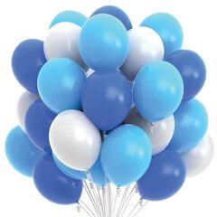 Фонтан воздушных бело-сине-голубых шаров - 25 шт