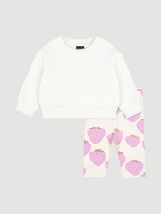 Комплект Mjölk Свитшот Ecru/Легинсы Strawberry