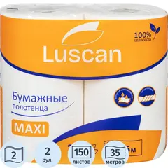 Полотенца бумажные Luscan Maxi 2-слойные белые 2 рулона по 35 метров