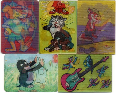 № 157 Набор из 5 переливных (стерео) Календариков Таблица умножения . Мультфильмы СССР