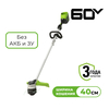 Триммер аккумуляторный Greenworks Арт. 2108307, 60V, 40 см, бесщеточный, без АКБ и ЗУ — фото 1