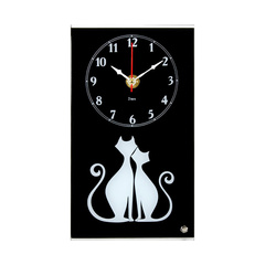 Часы 21 Bek настольные 1322-09  вертикальные, черные, "Влюбленные котики"