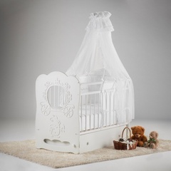 Кроватка детская Карета маятник поперечный с ящ (слоновая кость)