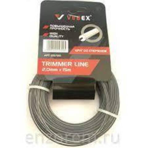 Леска для триммера (витой квадрат со стержнем) 2,0*15м VEBEX 210220