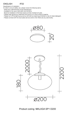 Подвесной светильник Crystal Lux MALAGA SP1 D200 COOPER