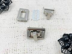 Застежка для сумки, р. 1,7х2,7 см, никель