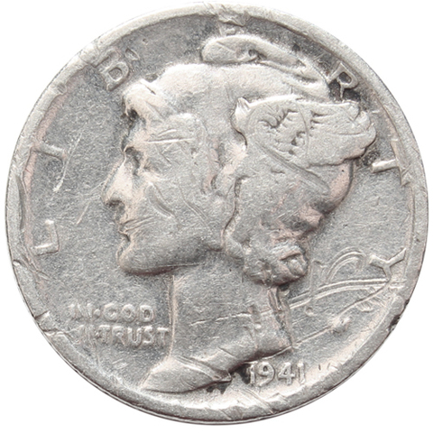 1 дайм (10 центов) 1941. США VG (Меркурий) Серебро