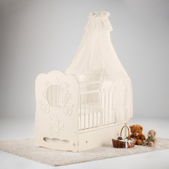 Кроватка детская Карета маятник поперечный с ящ (слоновая кость)