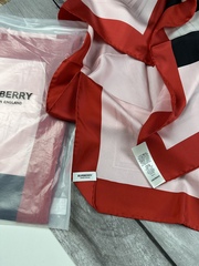 Шёлковый платок Burberry, 90х90см, Розовый красный/черный/белый, подшит, с бирками и пакетом