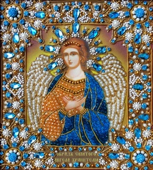 Ткань с нанесенной авторской схемой Образ Святого Ангела Хранителя (золото) (+инструкция)