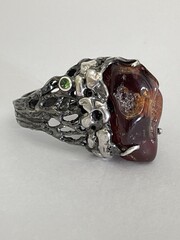 Гессонит (кольцо из серебра)