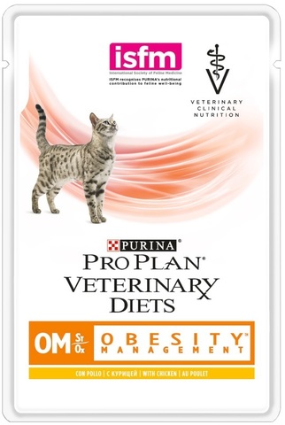 Консервированный корм Purina Pro Plan Veterinary diets OM, корм для кошек при ожирении, курица,  85 г