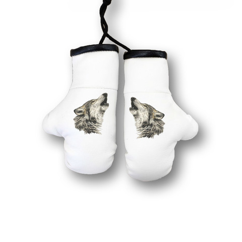 Перчатки боксерские комбинированные "Воющий волк", белые с черным