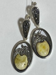 Аист (серьги из серебра)