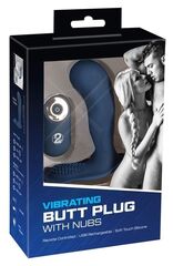 Синий вибростимулятор простаты Vibrating Butt Plug - 11,7 см. - 