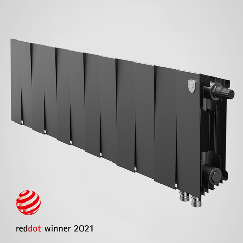 Биметаллический радиатор с правым нижним подключением Royal Thermo Pianoforte Noir Sable 200 VDR (черный) - 12 секций
