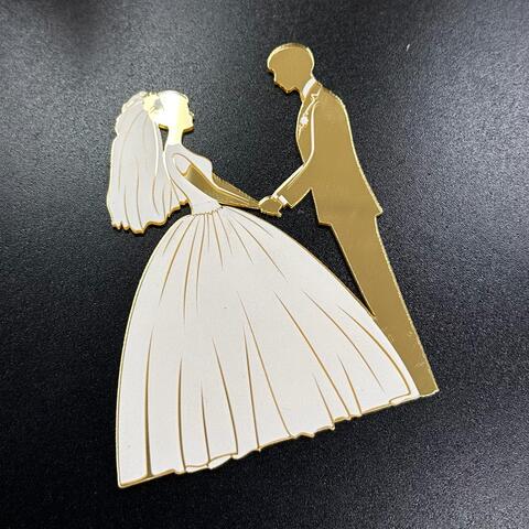 Топпер Жених и невеста золото белый
