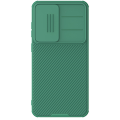 Чехол зеленого цвета (Dark Green) с защитной шторкой для камеры от Nillkin на Samsung Galaxy S25, серия CamShield Pro Case