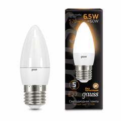 Лампа Gauss LED Свеча 6.5W E27 520 lm 3000K 103102107