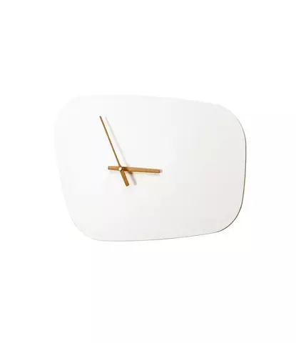 Часы Nomon ISOLA. D=73см, H=49см. Часы-панель с отделкой деревянного корпуса белым лаком, стрелки дуб или орех