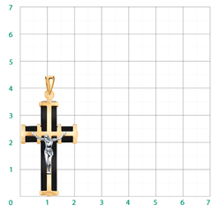 3154кэ- Крест из каучука с вставками из золота 585 пробы