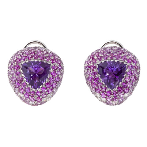 Серьги с Аметистом, Сапфирами и Бриллиантами, E0040-3/47