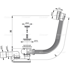 A55 К 60 см слив- перелив для ванны автомат